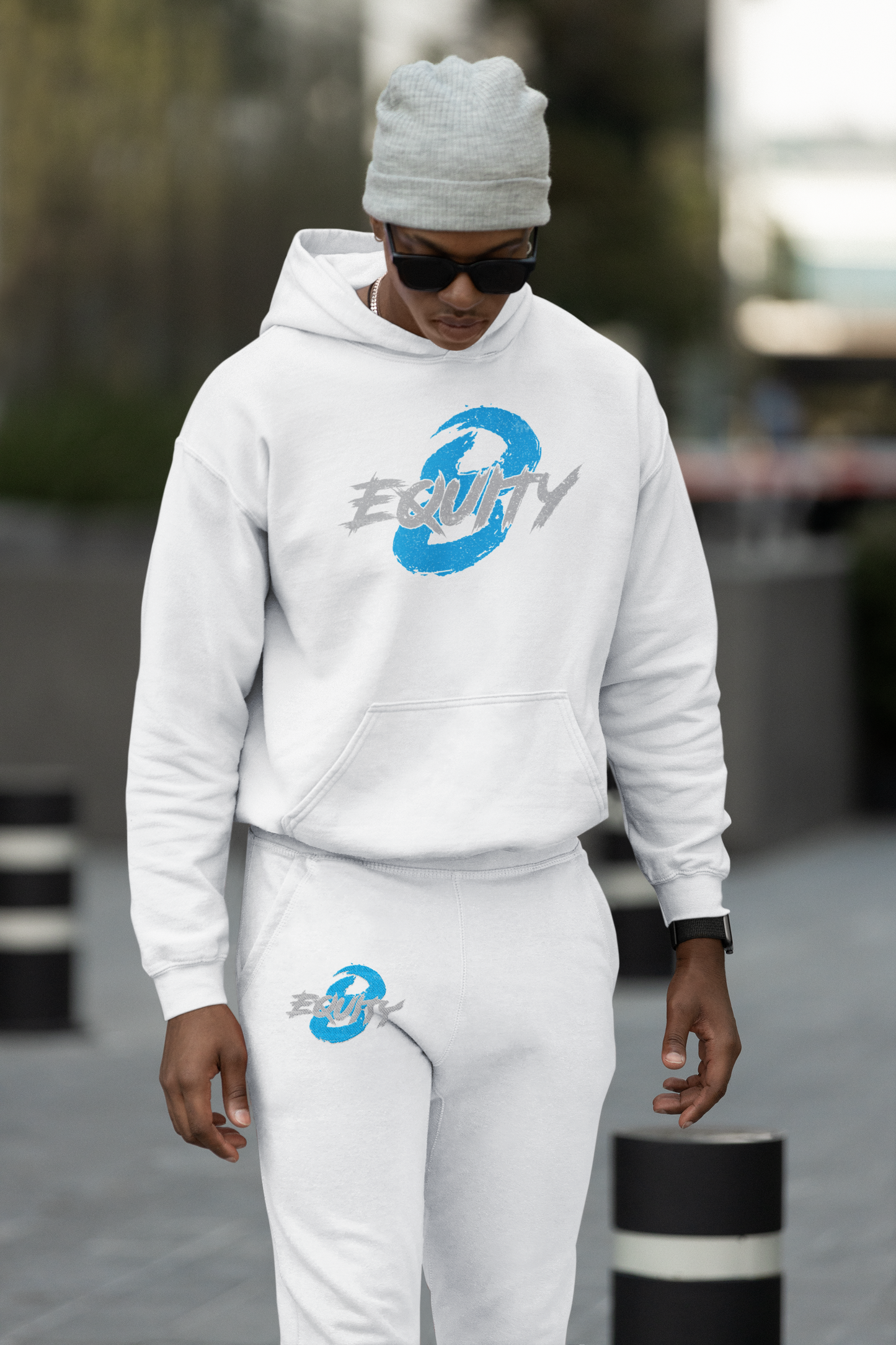 Blue and Grey EQUITY 8 Hoodie Set