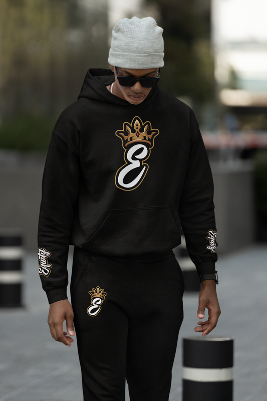 Gold Crown Letter E Hoodie Set